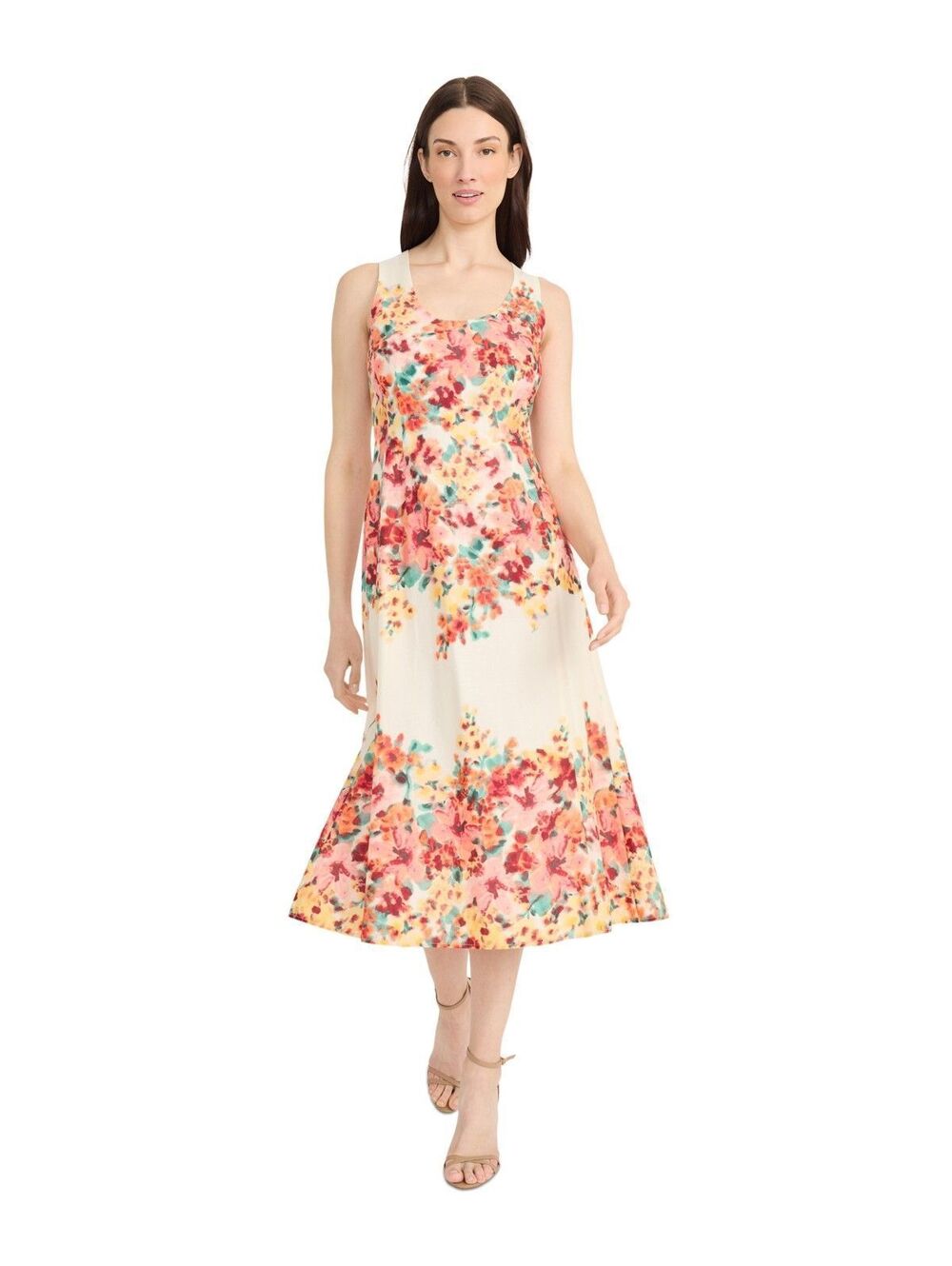 Maggy London Floral-Print Dress - Cream/Orange 6 ($148)